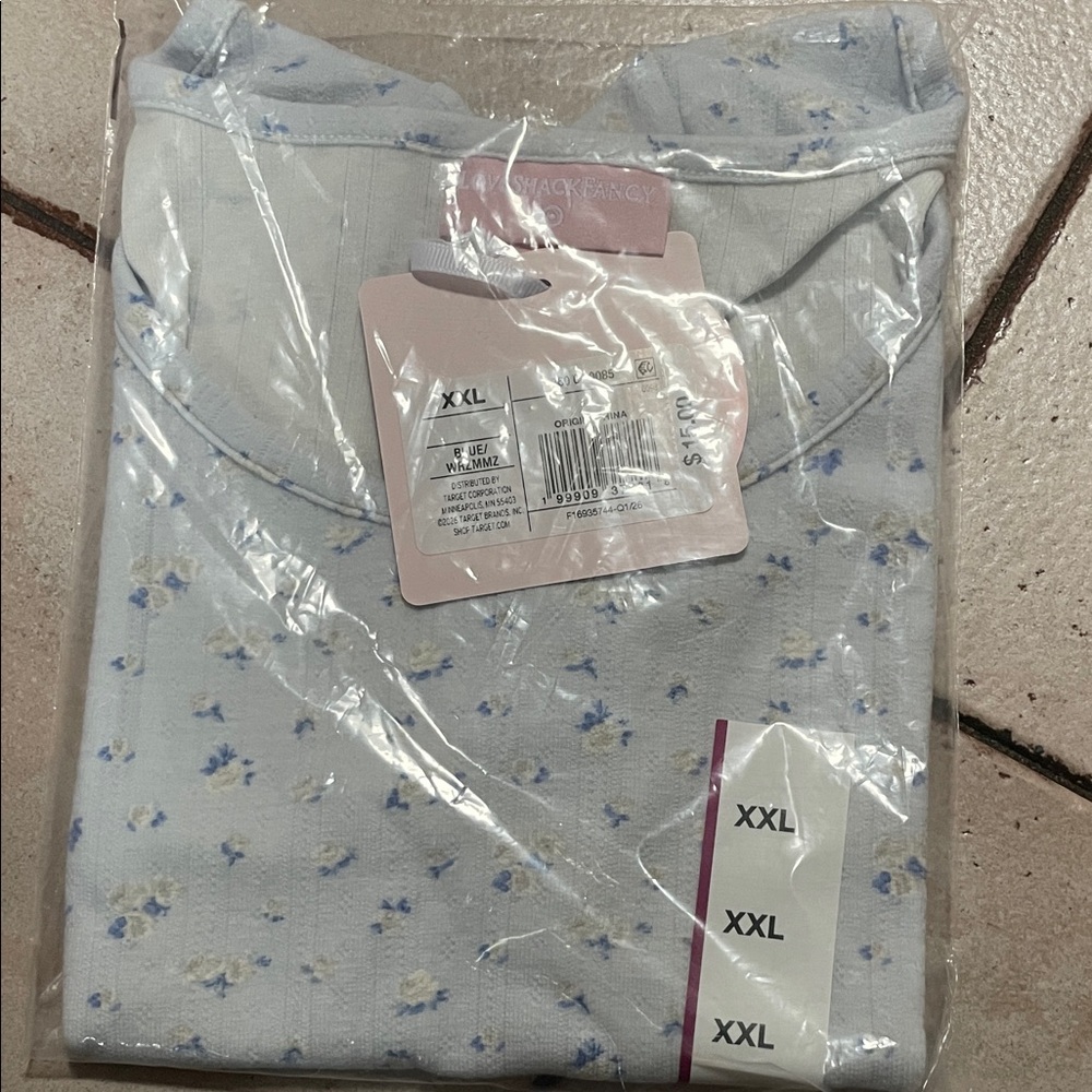 LoveShackFancy x target girls xxl blue Floral Tee with Blue and Cream Blossoms